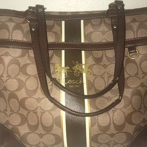 Coach purse Heritage striped canvas